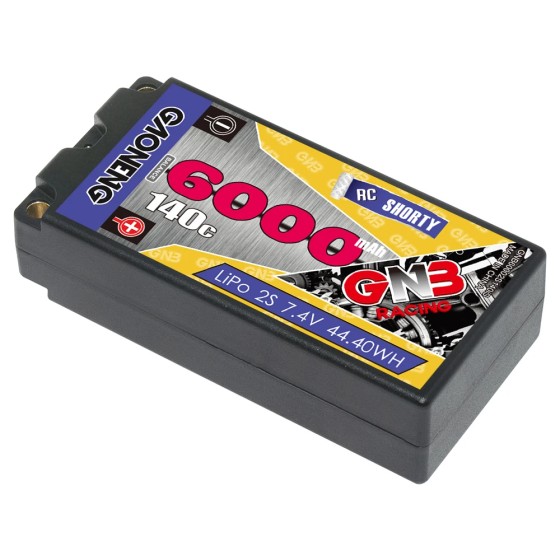 GNB GAONENG 6000MAH 2S 7.6V HV 140C Short Shorty Pack 5.0mm Bullet Hard Case RC LiPo Battery 1:10 1:12 Scale RC Race Car